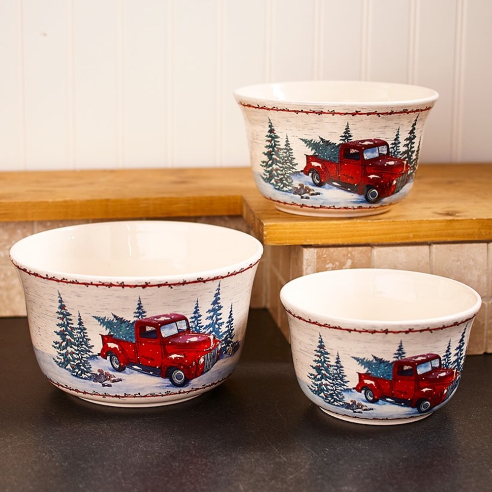 Red Truck Serving Bowl Set